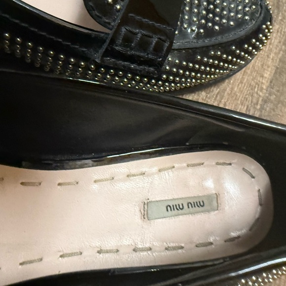 Miu Miu size 38.5 (8) GUC / EUC Black and Silver Studded Loafers - Picture 13 of 16